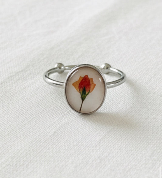 November Birth Flower Chrysanthemum Small Circle Ring
