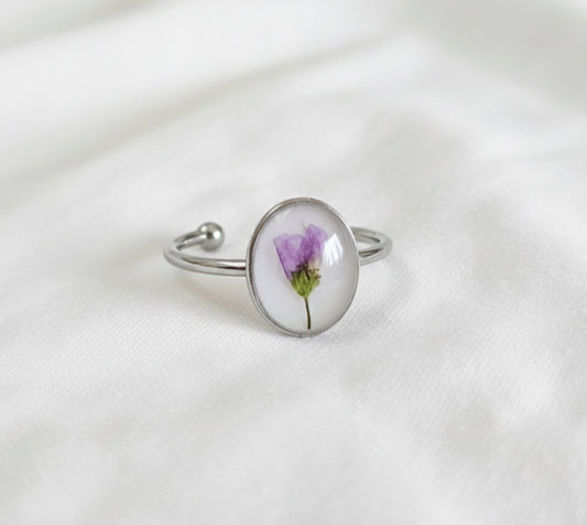 February Birth Flower Violet Small Circle Ring