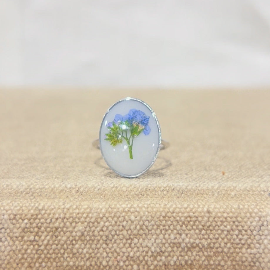 Blue Carnation Ring : Silver, Big Circle