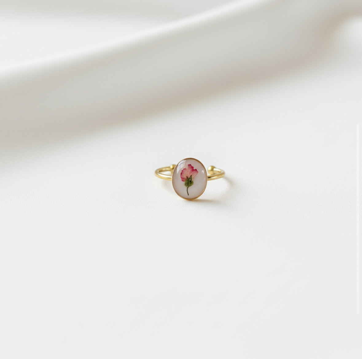 January Birth Flower Carnation Small Circle Ring