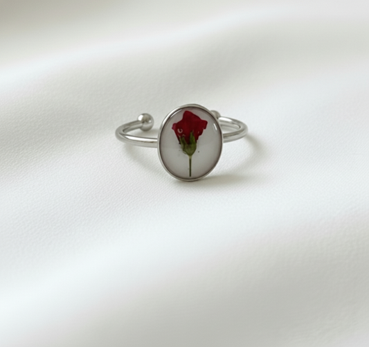 June Birth Flower Rose Small Circle Ring