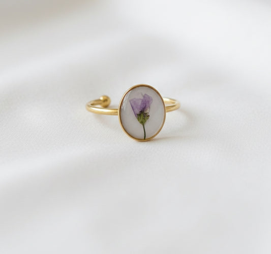February Birth Flower Violet Small Circle Ring