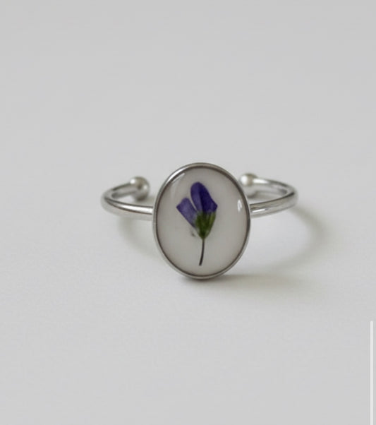 September Birth Flower Aster Small Circle Ring