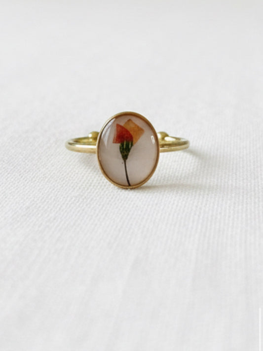 November Birth Flower Chrysanthemum Small Circle Ring