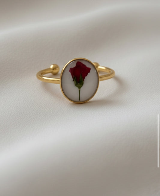 June Birth Flower Rose Small Circle Ring