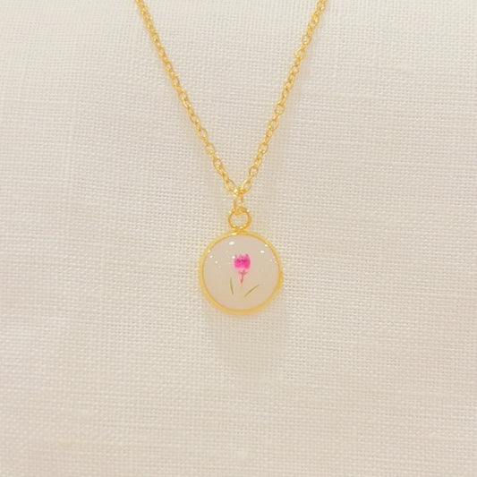 Pink Tulip Necklace : Gold