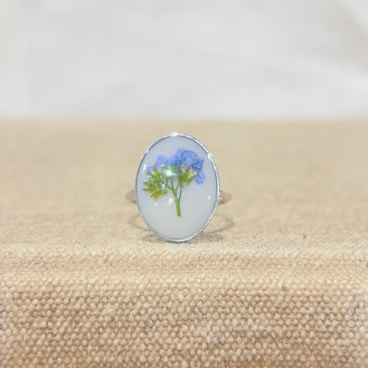 Blue Carnation Ring : Silver, Big Circle
