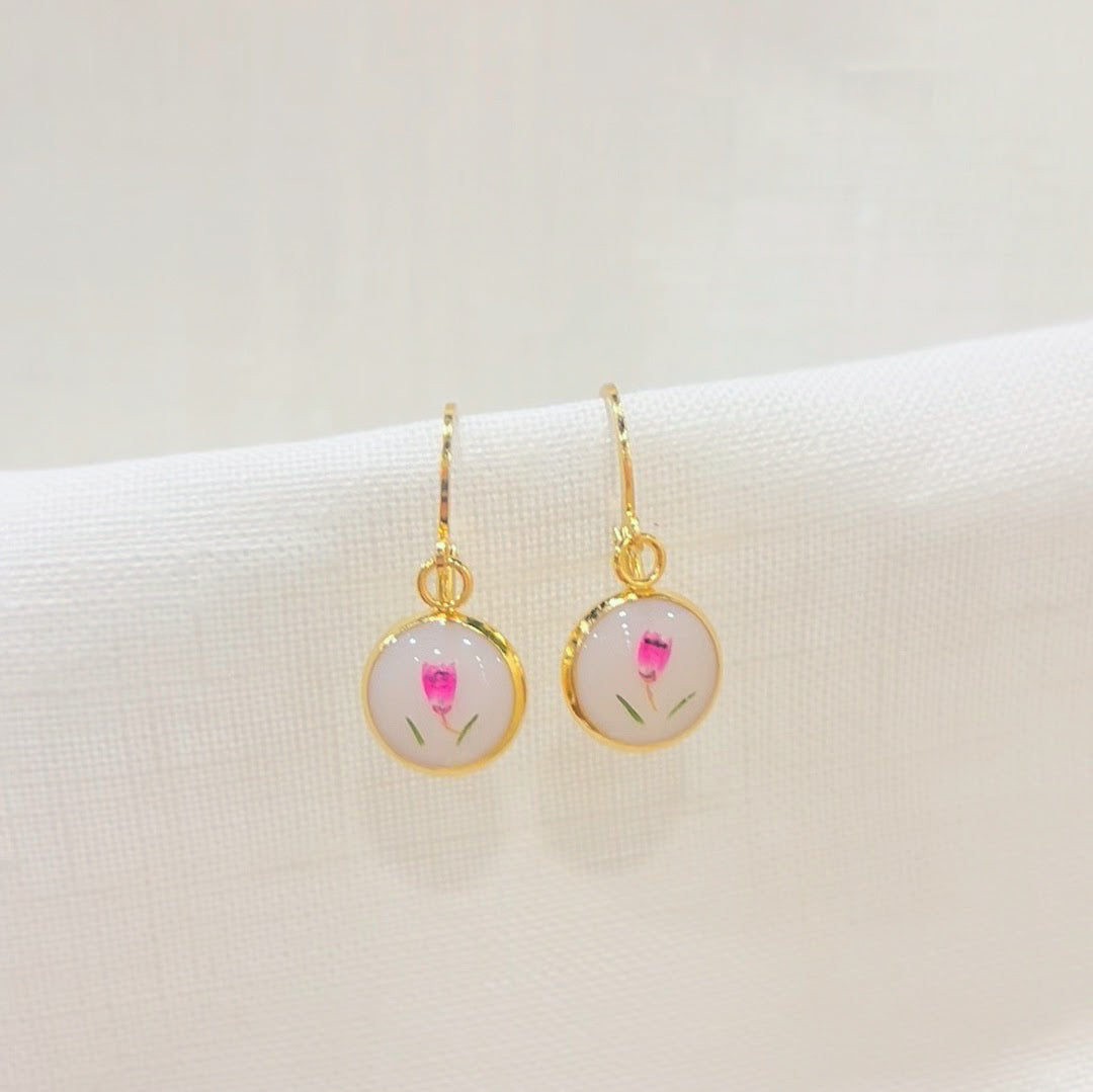 Pink Tulip Earrings : Gold